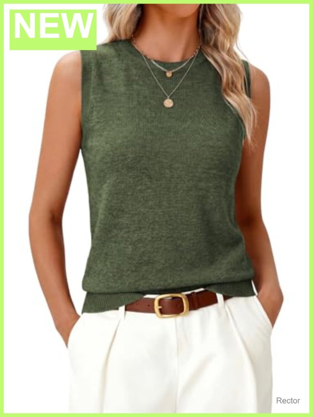 Wool Blend Sleeveless Sweater Vest Ribbed Knit Tank Top